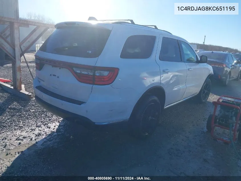 1C4RDJAG8KC651195 2019 Dodge Durango Sxt Awd