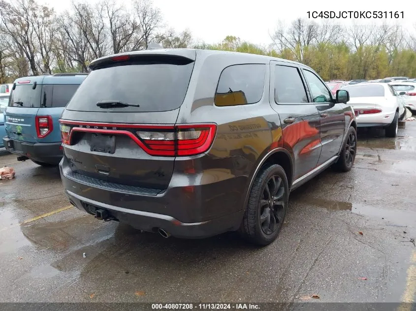 2019 Dodge Durango R/T Awd VIN: 1C4SDJCT0KC531161 Lot: 40807208