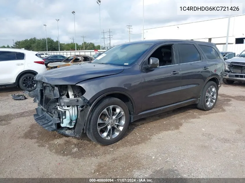 2019 Dodge Durango Gt Plus Rwd VIN: 1C4RDHDG6KC721426 Lot: 40808094