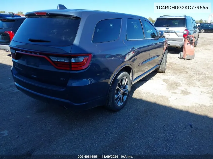 1C4RDHDG2KC779565 2019 Dodge Durango Gt Rwd