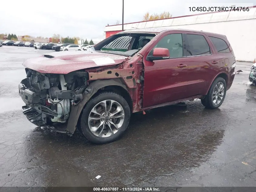 2019 Dodge Durango R/T Awd VIN: 1C4SDJCT3KC744766 Lot: 40837857