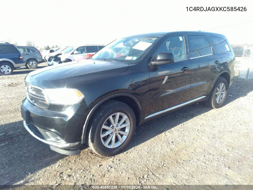 2019 Dodge Durango Sxt Awd VIN: 1C4RDJAGXKC585426 Lot: 40857236