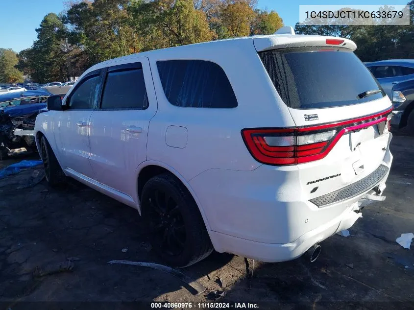 2019 Dodge Durango R/T Awd VIN: 1C4SDJCT1KC633679 Lot: 40860976