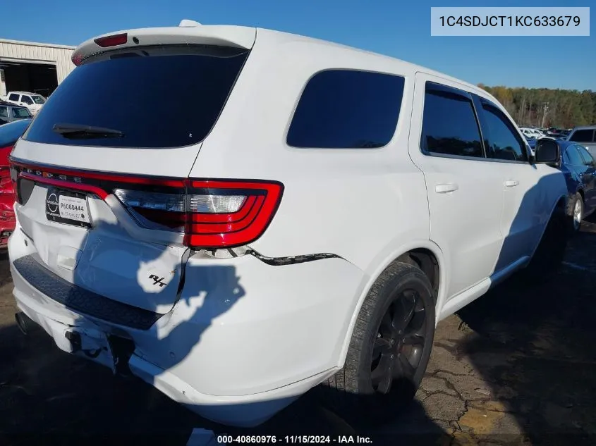 2019 Dodge Durango R/T Awd VIN: 1C4SDJCT1KC633679 Lot: 40860976