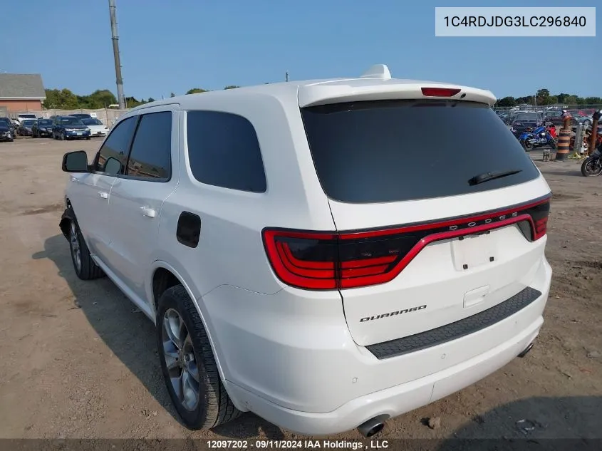 2020 Dodge Durango VIN: 1C4RDJDG3LC296840 Lot: 12097202