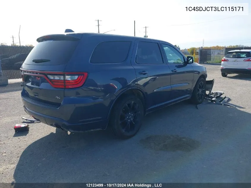 2020 Dodge Durango R/T VIN: 1C4SDJCT3LC115171 Lot: 12123499