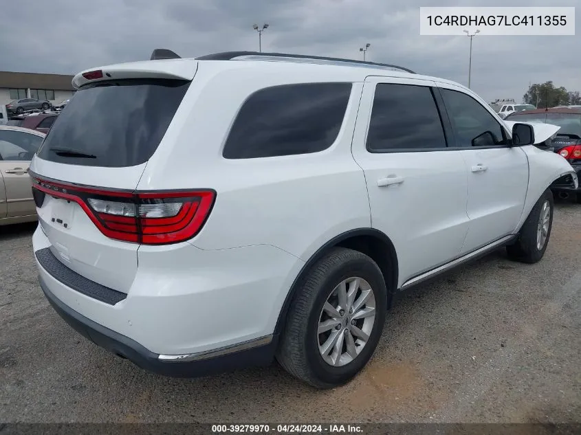 2020 Dodge Durango Sxt Plus Rwd VIN: 1C4RDHAG7LC411355 Lot: 39279970