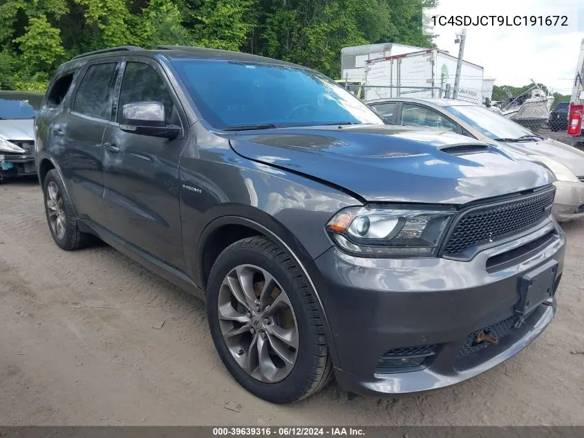 2020 Dodge Durango R/T Awd VIN: 1C4SDJCT9LC191672 Lot: 39639316