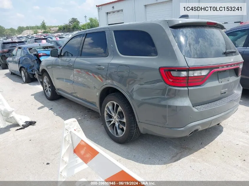 2020 Dodge Durango R/T Rwd VIN: 1C4SDHCT0LC153241 Lot: 39695945