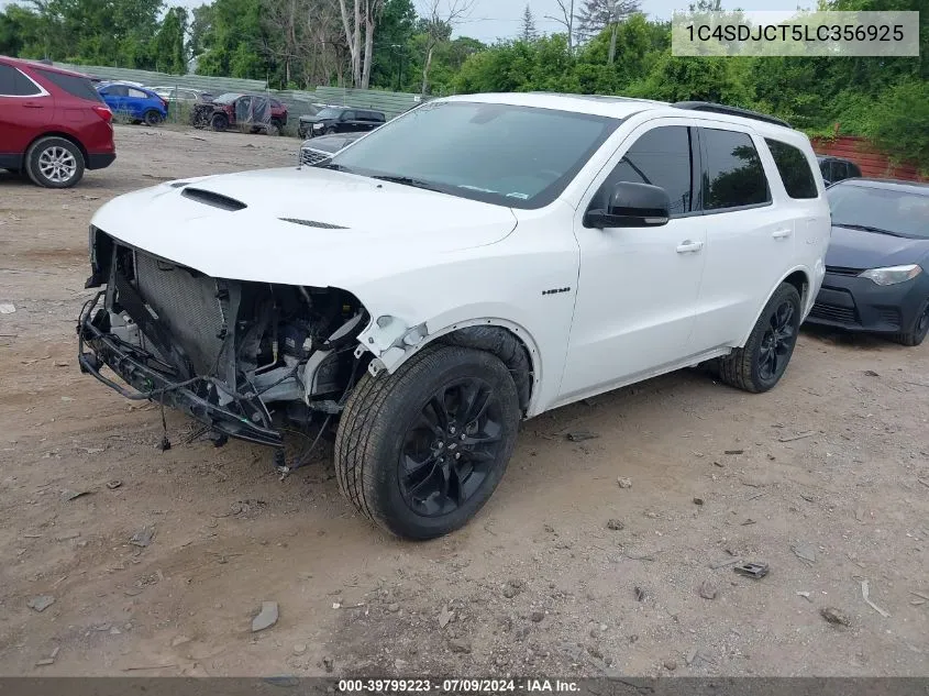 2020 Dodge Durango R/T Awd VIN: 1C4SDJCT5LC356925 Lot: 39799223