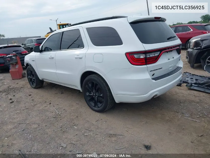 2020 Dodge Durango R/T Awd VIN: 1C4SDJCT5LC356925 Lot: 39799223