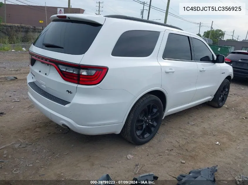 2020 Dodge Durango R/T Awd VIN: 1C4SDJCT5LC356925 Lot: 39799223