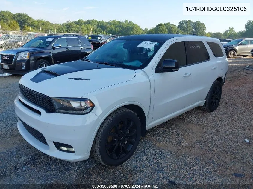 2020 Dodge Durango Gt Plus Rwd VIN: 1C4RDHDG0LC325106 Lot: 39809590