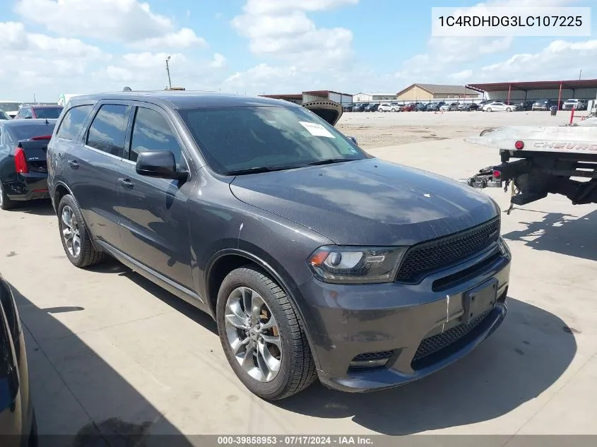 2020 Dodge Durango Gt Rwd VIN: 1C4RDHDG3LC107225 Lot: 39858953