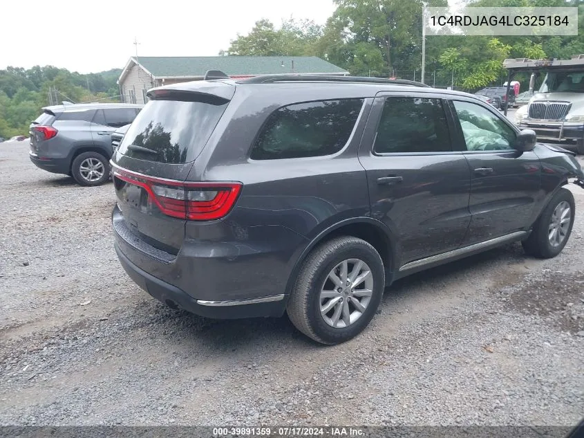 2020 Dodge Durango Sxt Plus Awd VIN: 1C4RDJAG4LC325184 Lot: 39891359