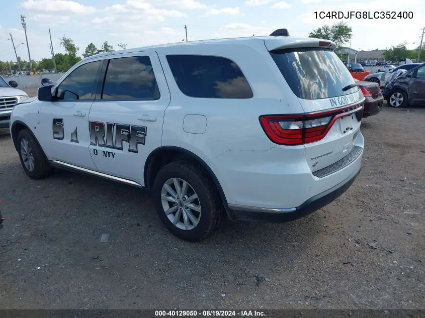 2020 Dodge Durango Pursuit Awd VIN: 1C4RDJFG8LC352400 Lot: 40129050