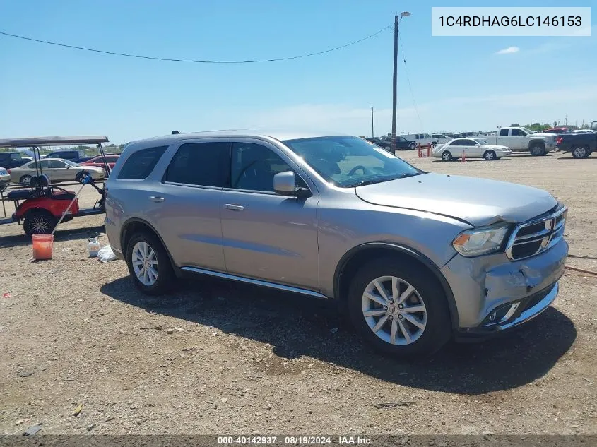 2020 Dodge Durango Sxt Rwd VIN: 1C4RDHAG6LC146153 Lot: 40142937