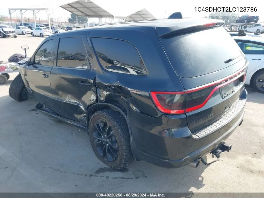 2020 Dodge Durango R/T Rwd VIN: 1C4SDHCT2LC123786 Lot: 40220258