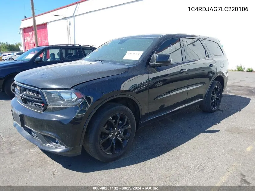 2020 Dodge Durango Sxt Awd/Sxt Plus Awd VIN: 1C4RDJAG7LC220106 Lot: 40231132