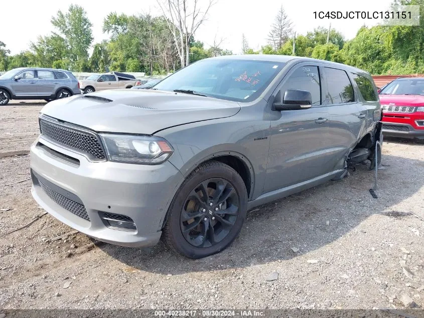 2020 Dodge Durango R/T Awd VIN: 1C4SDJCT0LC131151 Lot: 40238217