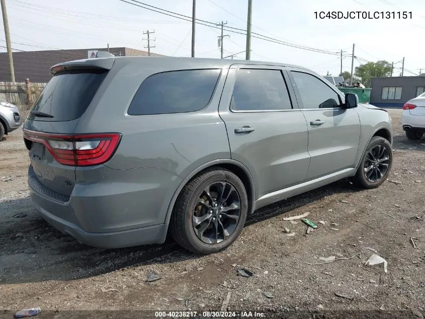 2020 Dodge Durango R/T Awd VIN: 1C4SDJCT0LC131151 Lot: 40238217