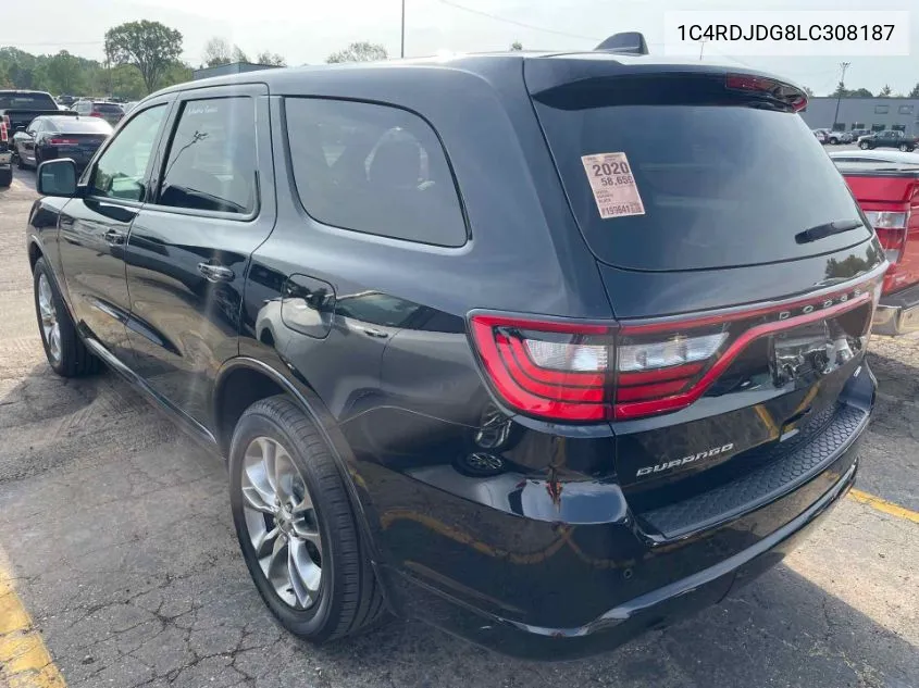 2020 Dodge Durango Gt Plus Awd VIN: 1C4RDJDG8LC308187 Lot: 40247740