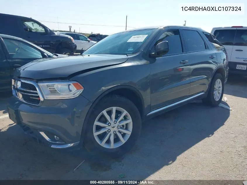 2020 Dodge Durango Sxt VIN: 1C4RDHAGXLC107324 Lot: 40280555