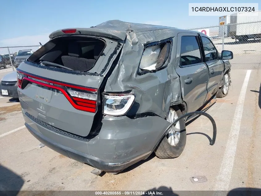 2020 Dodge Durango Sxt VIN: 1C4RDHAGXLC107324 Lot: 40280555