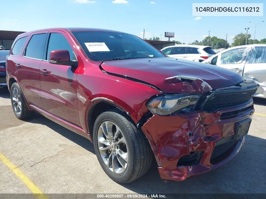 2020 Dodge Durango Gt Plus Rwd VIN: 1C4RDHDG6LC116212 Lot: 40299907