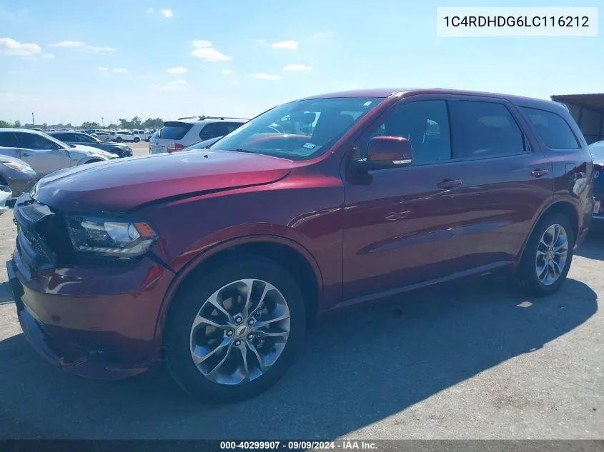 2020 Dodge Durango Gt Plus Rwd VIN: 1C4RDHDG6LC116212 Lot: 40299907