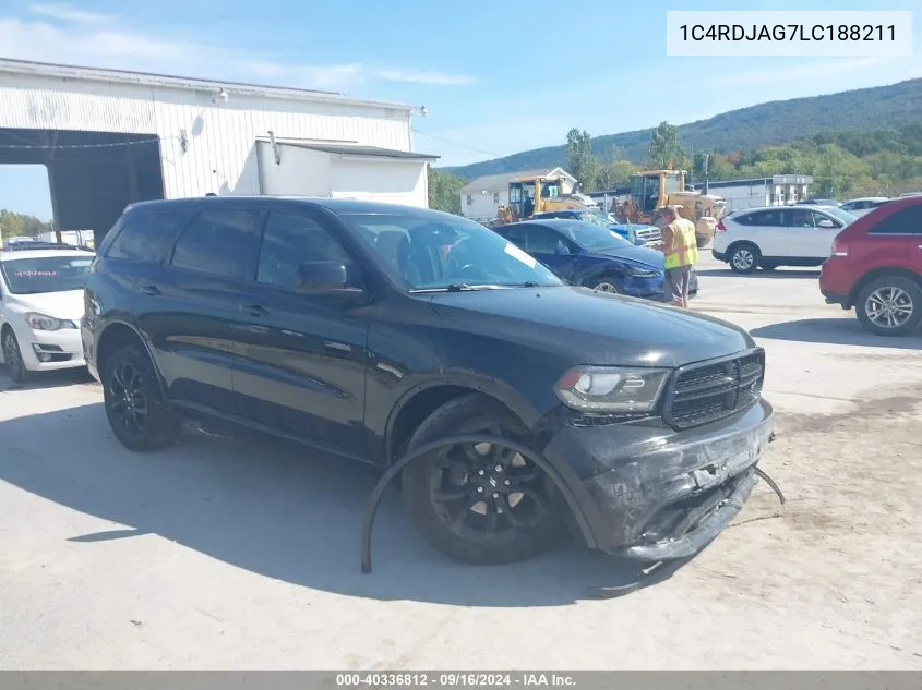 2020 Dodge Durango Sxt VIN: 1C4RDJAG7LC188211 Lot: 40336812