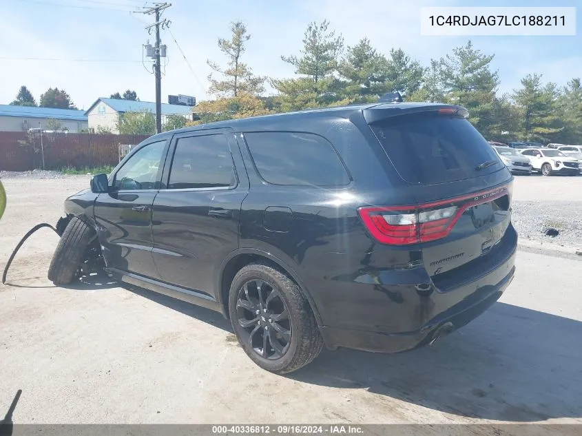 2020 Dodge Durango Sxt VIN: 1C4RDJAG7LC188211 Lot: 40336812