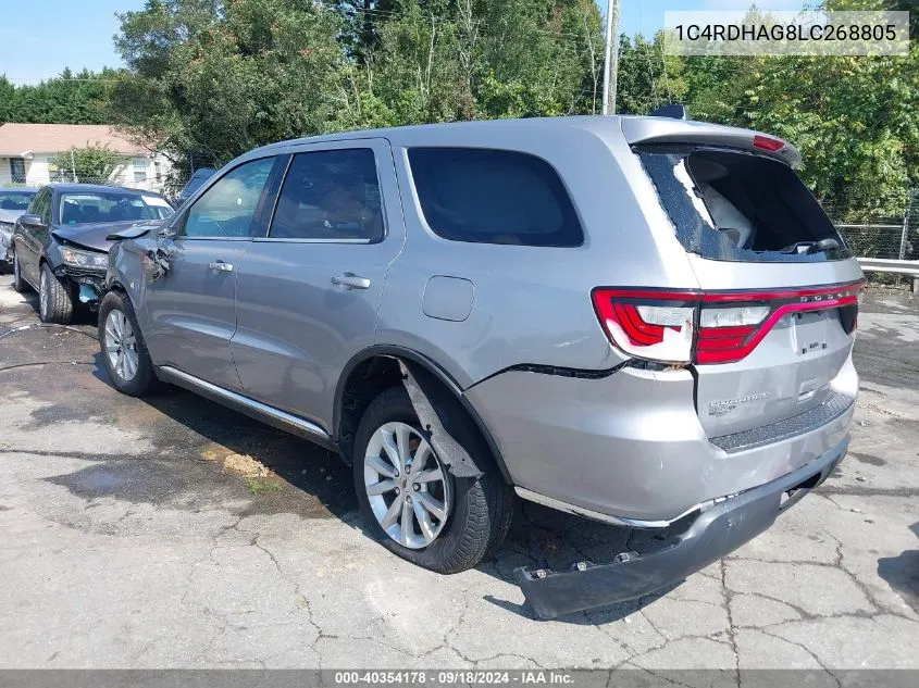 2020 Dodge Durango Sxt Rwd VIN: 1C4RDHAG8LC268805 Lot: 40354178