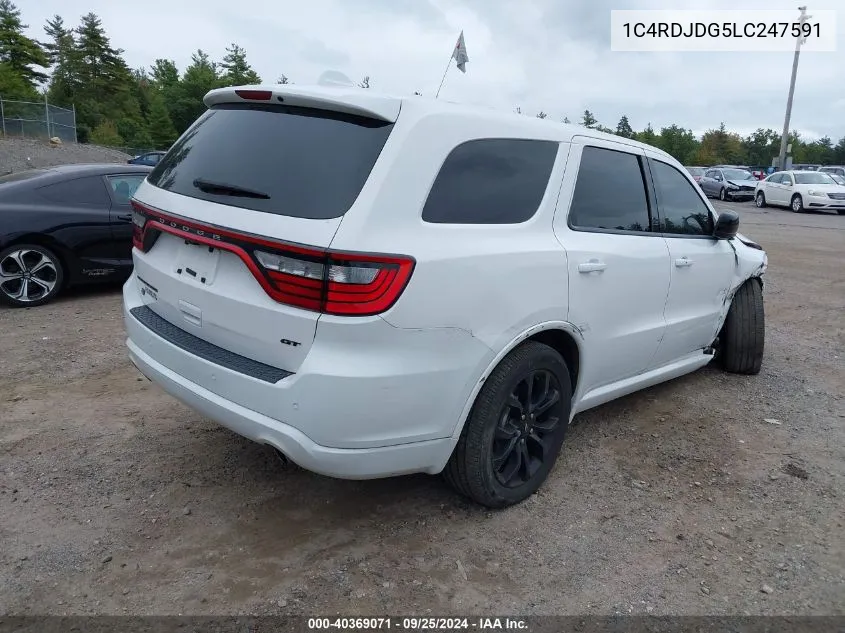 2020 Dodge Durango Gt Awd VIN: 1C4RDJDG5LC247591 Lot: 40369071