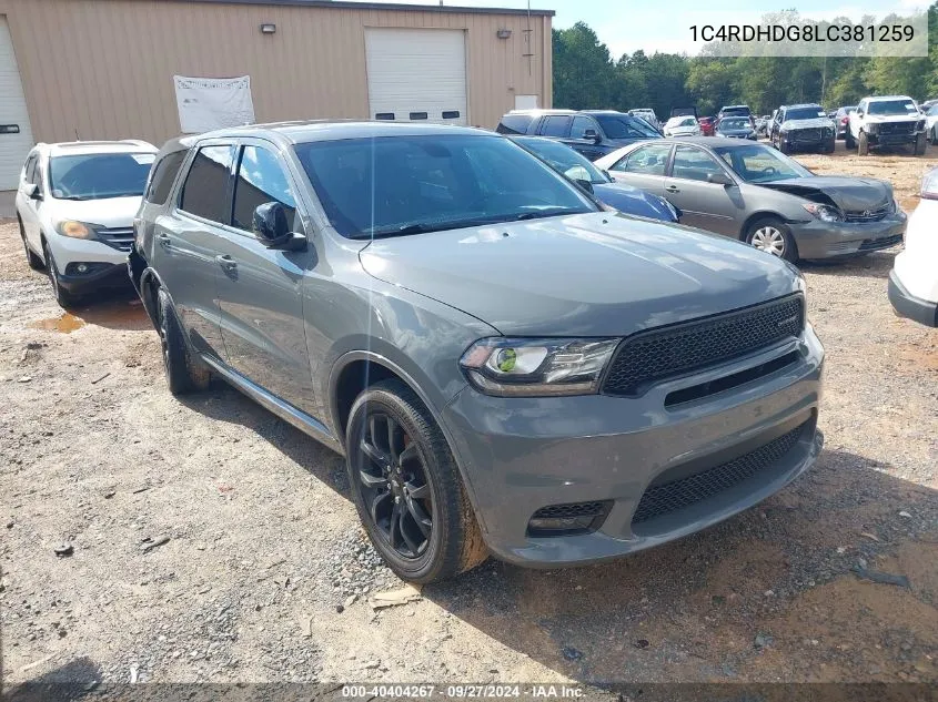 1C4RDHDG8LC381259 2020 Dodge Durango Gt Rwd