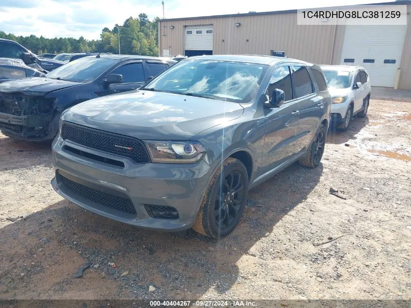 2020 Dodge Durango Gt Rwd VIN: 1C4RDHDG8LC381259 Lot: 40404267