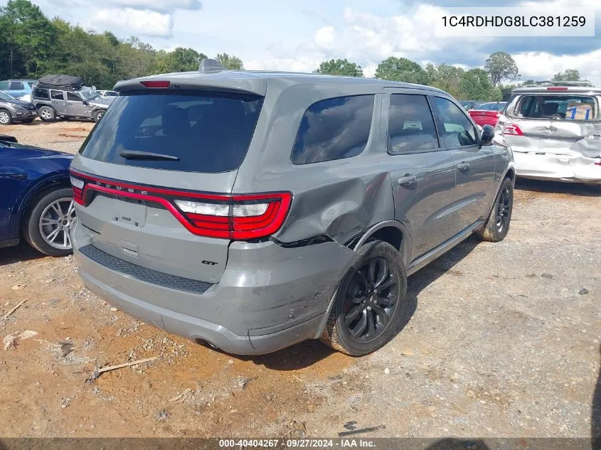 2020 Dodge Durango Gt Rwd VIN: 1C4RDHDG8LC381259 Lot: 40404267