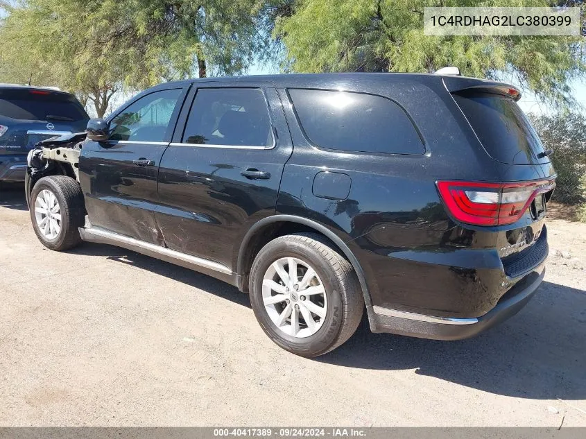 2020 Dodge Durango Sxt VIN: 1C4RDHAG2LC380399 Lot: 40417389