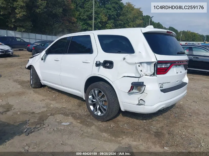 2020 Dodge Durango Gt Plus Rwd VIN: 1C4RDHDG8LC259176 Lot: 40420159