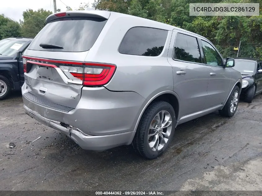 2020 Dodge Durango Gt Plus Awd VIN: 1C4RDJDG3LC286129 Lot: 40444362