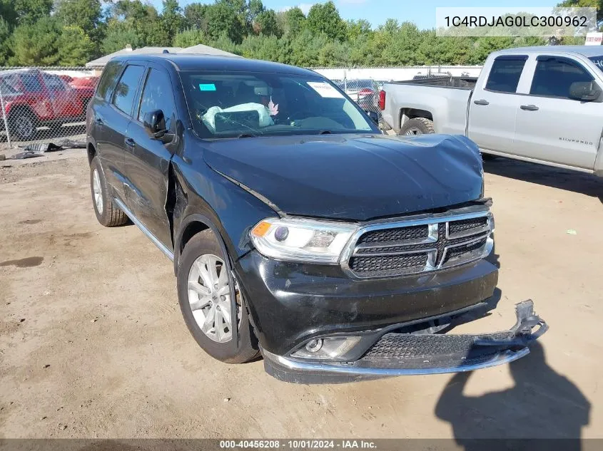 2020 Dodge Durango Sxt Awd VIN: 1C4RDJAG0LC300962 Lot: 40456208