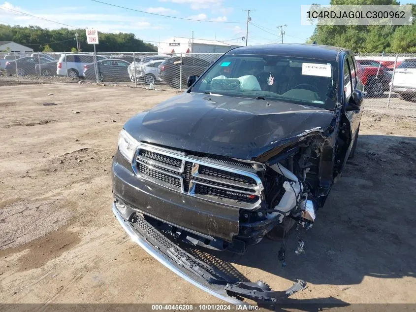 2020 Dodge Durango Sxt Awd VIN: 1C4RDJAG0LC300962 Lot: 40456208