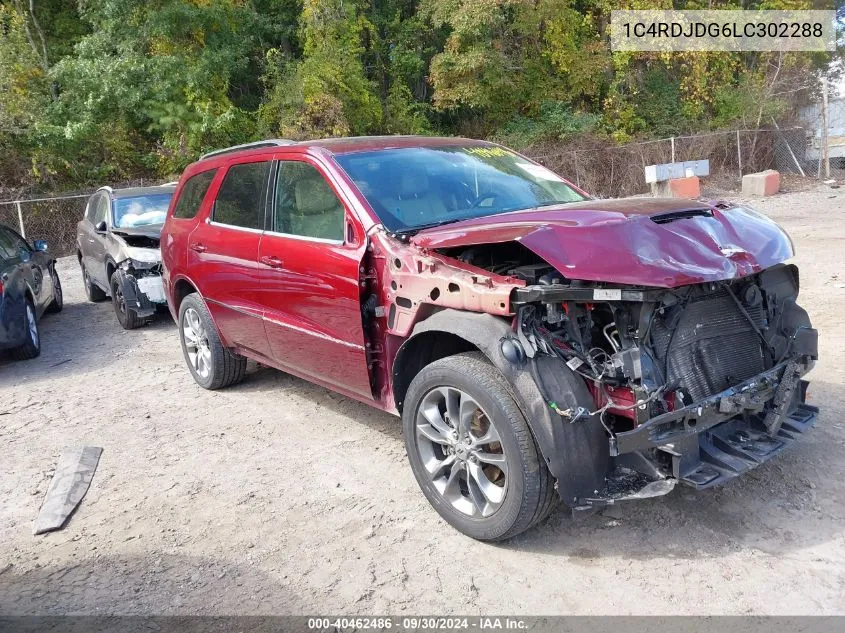 2020 Dodge Durango Gt VIN: 1C4RDJDG6LC302288 Lot: 40462486