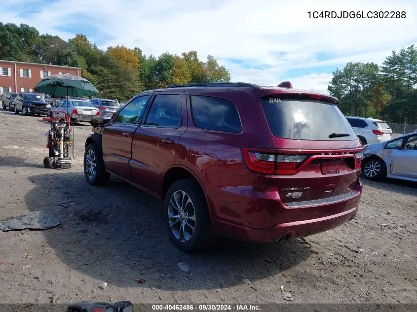 2020 Dodge Durango Gt VIN: 1C4RDJDG6LC302288 Lot: 40462486