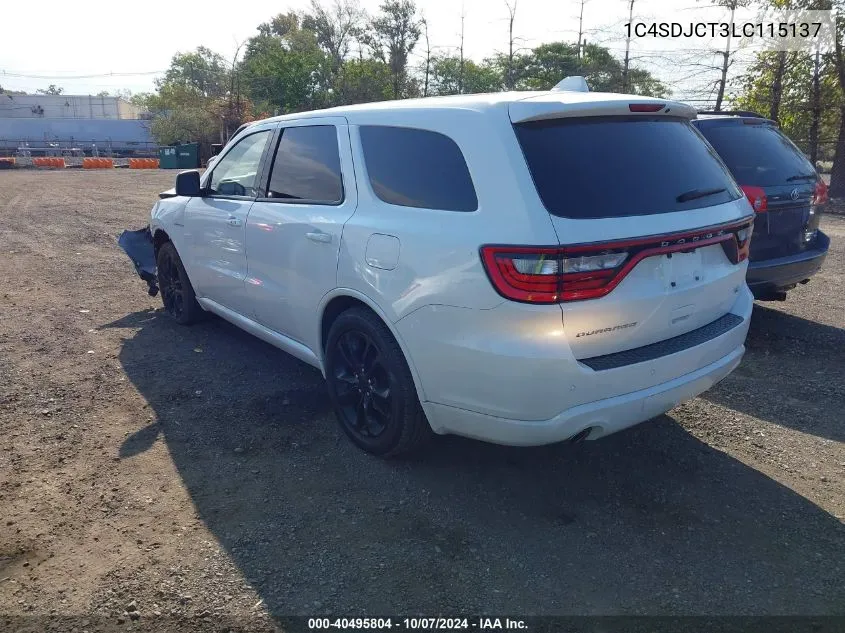 2020 Dodge Durango R/T VIN: 1C4SDJCT3LC115137 Lot: 40495804