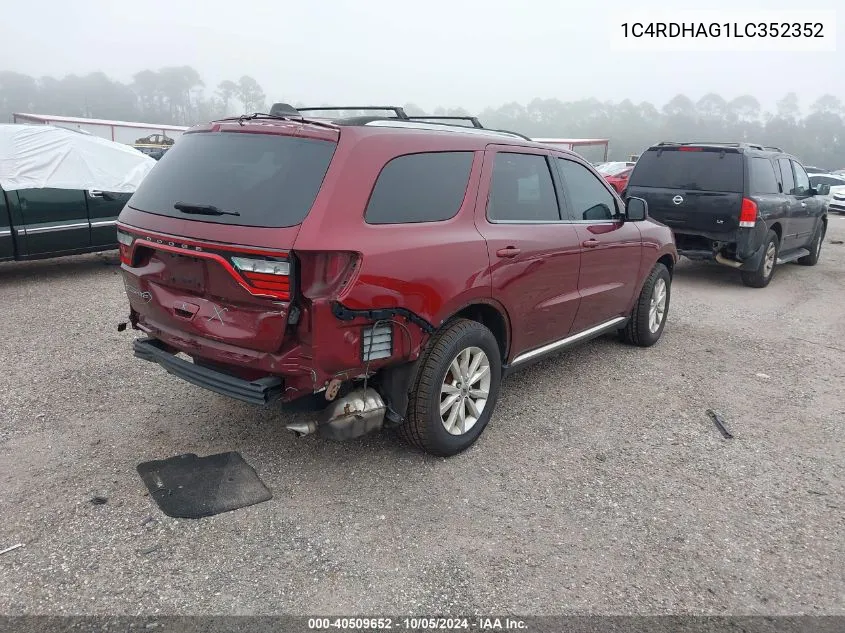 2020 Dodge Durango Sxt Plus Rwd VIN: 1C4RDHAG1LC352352 Lot: 40509652