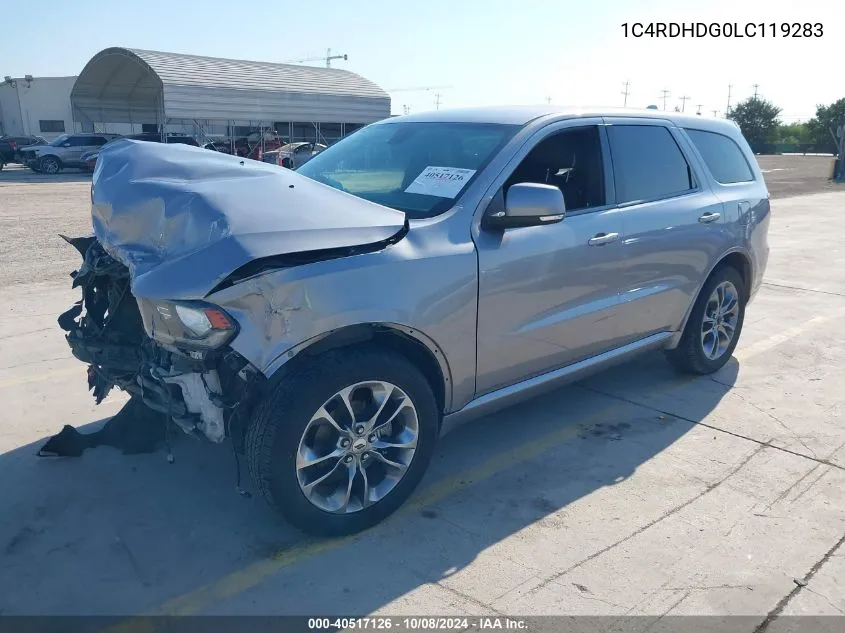 2020 Dodge Durango Gt VIN: 1C4RDHDG0LC119283 Lot: 40517126