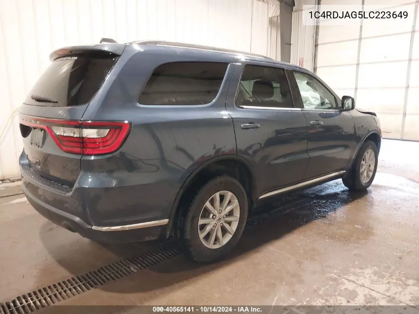 2020 Dodge Durango Sxt Plus Awd VIN: 1C4RDJAG5LC223649 Lot: 40565141