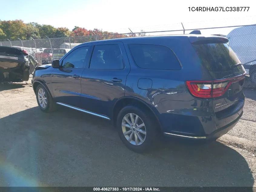 2020 Dodge Durango Sxt VIN: 1C4RDHAG7LC338777 Lot: 40627383