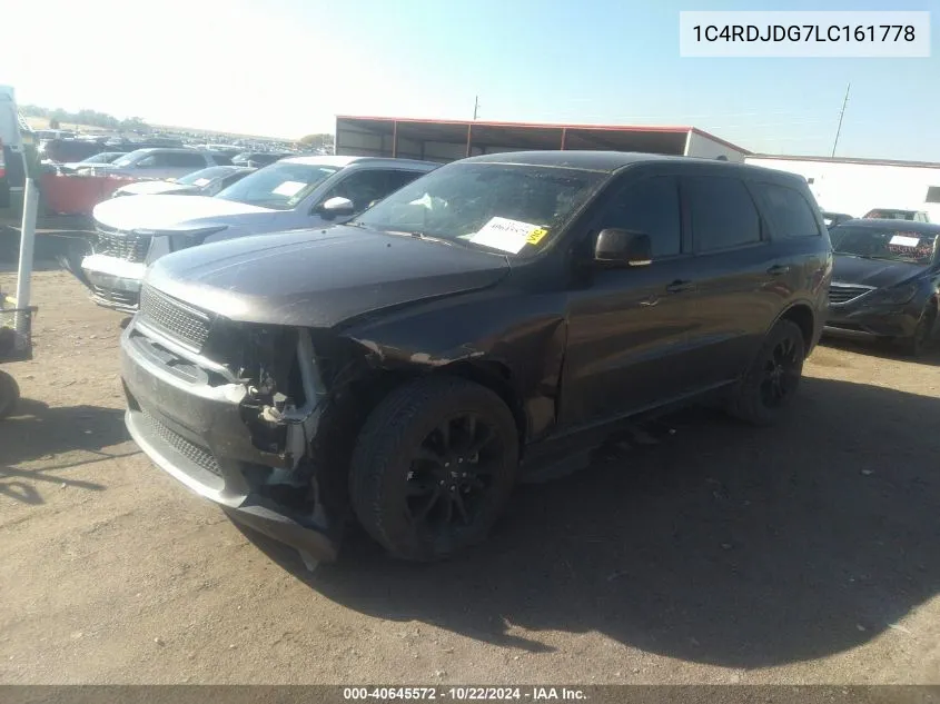 2020 Dodge Durango Gt Plus Awd VIN: 1C4RDJDG7LC161778 Lot: 40645572